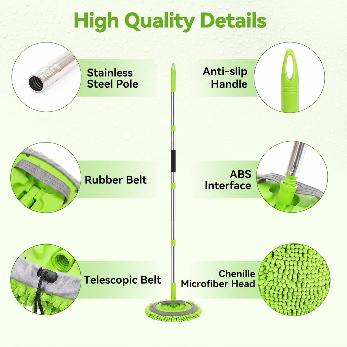 Ordenado 62" Car Wash Brush with Long Handle, 6Pcs Car Wash Kit Exterior