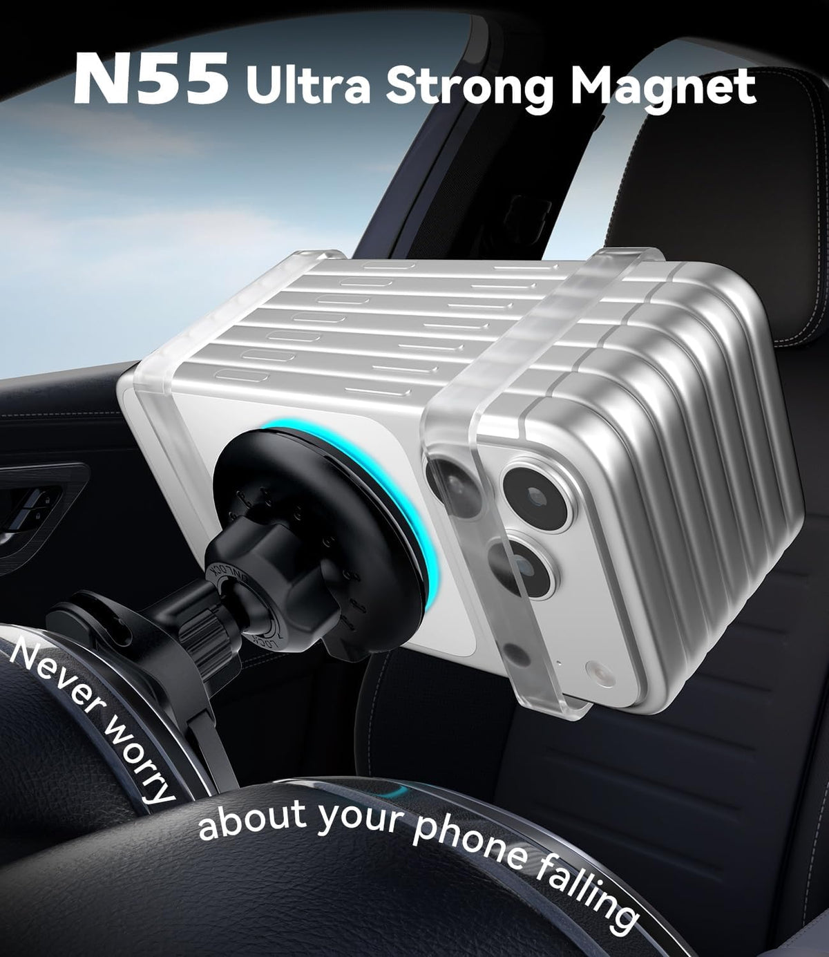 CloudValley 15W Charger Air Vent Car Mount for Mercedes Benz A/B/C/E/V/G/Class & Audi A1/A2/A3, Magnetic Wireless Charging Phone Holder for iPhone 17 Pro Max 16 15 14 13 12, Compatible with Magsafe