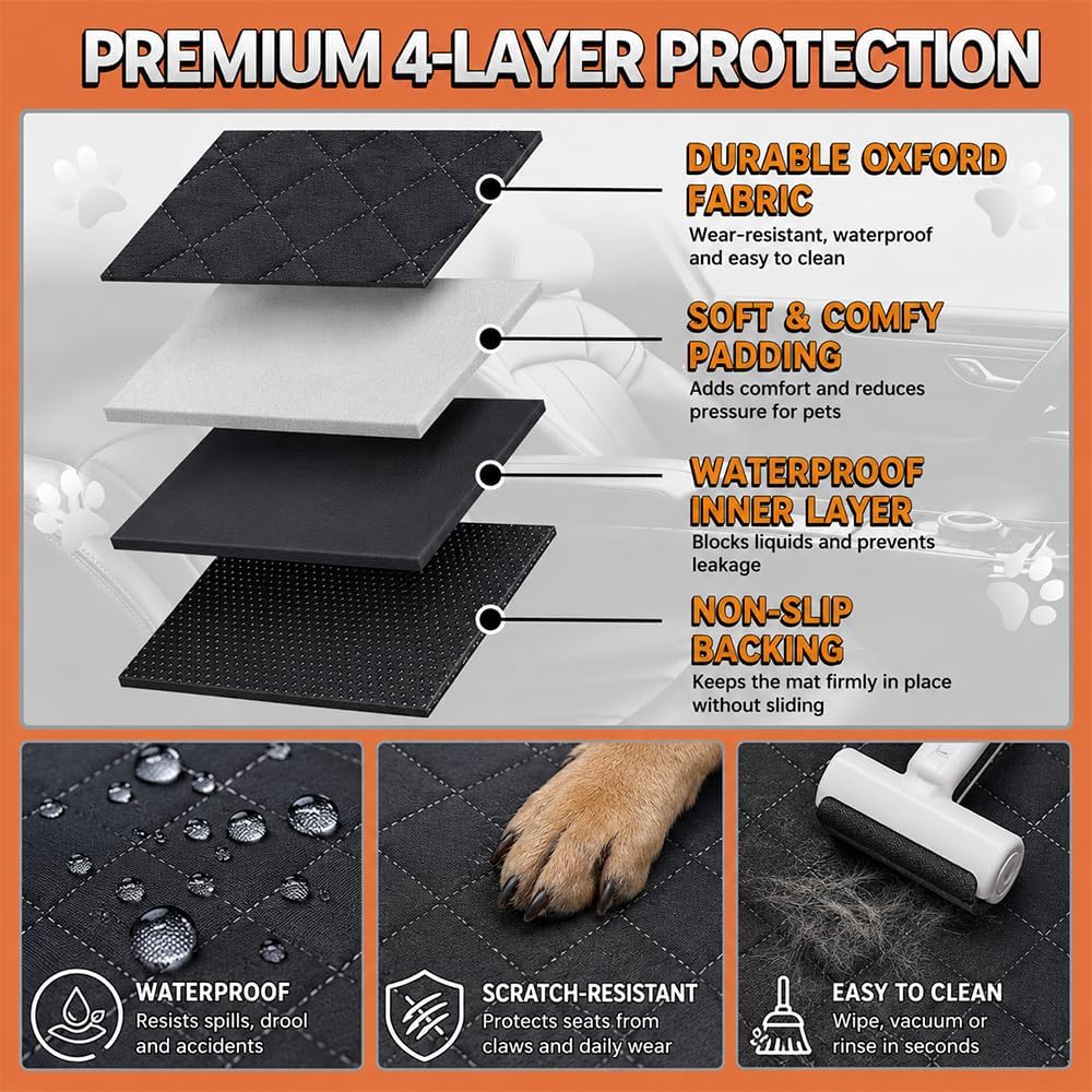 Front & Back Seat Extender for Dogs with 46L Storage, Foldable Storage Box