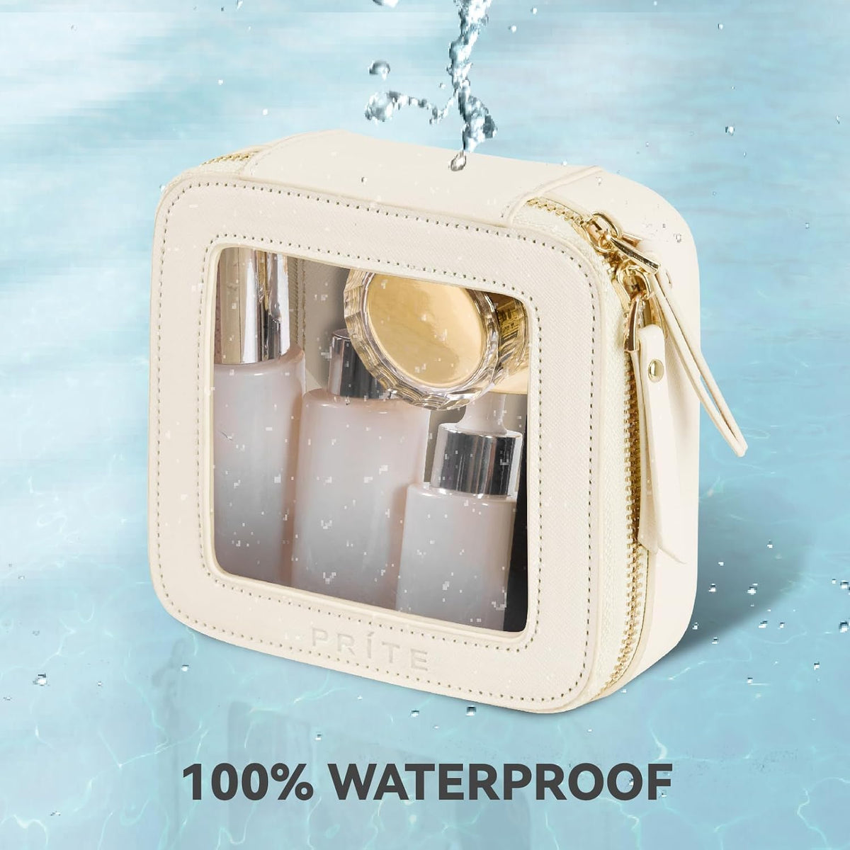 Prite Clear Makeup Bag Small Travel Cosmetic Case Toiletry Bag for Women