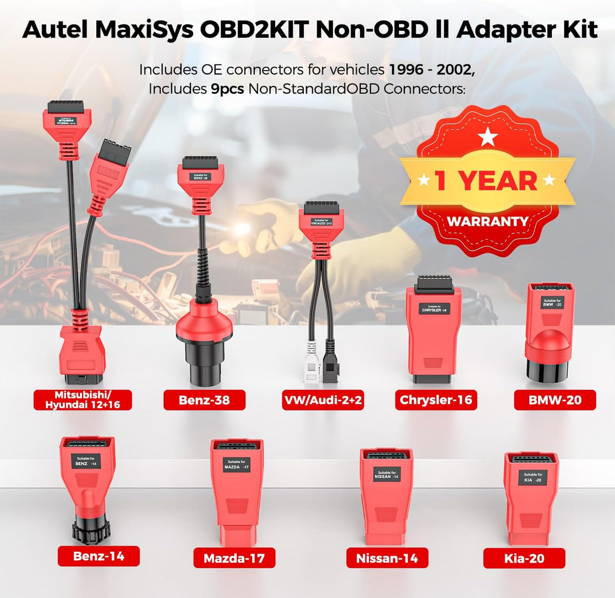 Autel MaxiSys MSOBD2KIT Non-OBDII Adapter, 9PCS Connector for OBD1 Vehicle