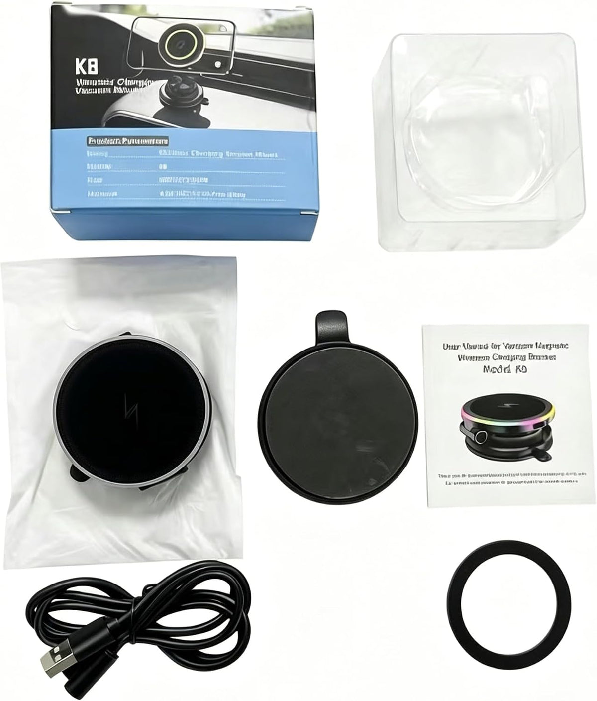 15W Fast Wireless Car Charger, Magnetic Dashboard Phone Holder, 360 Rotating Foldable Bracket, Compatible with MagSafe, Strong N52 Magnet & Gel Suction for iPhone17/16/15 pro and Samsung (Black)