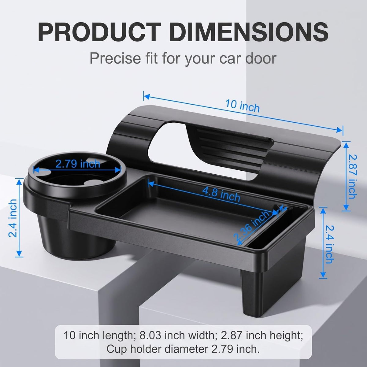 Car Window Hanging Storage Organizer, Clip Type Car Cup Holder & Phone Holder Tray, Multifunctional Auto Door Side Water Cup Mount for Drinks Phones Small Items (Black#A)