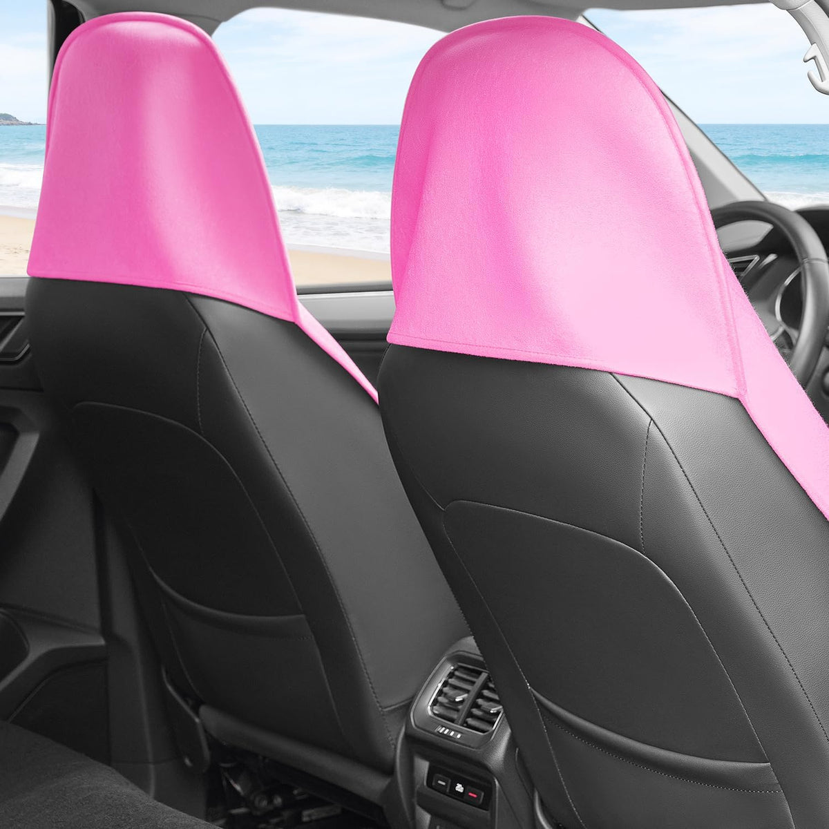 Waterproof 2 Pack Car Seat Cover Universal Fits Car Sweat Towel for Trucks SUV Van Cute Pink Car Seat Protector Sweat Proof Protector Cloth Seats