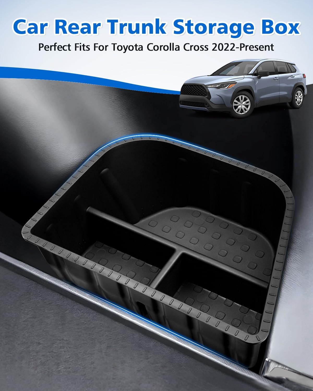 Karltys Rear Side Trunk Storage Bins for Toyota Corolla Cross 2022-2026 AWD, 2 Pcs Cargo Side Pocket Organizer Boxes, ABS Side Storage Tray Accessories, Not for Hybrid or FWD