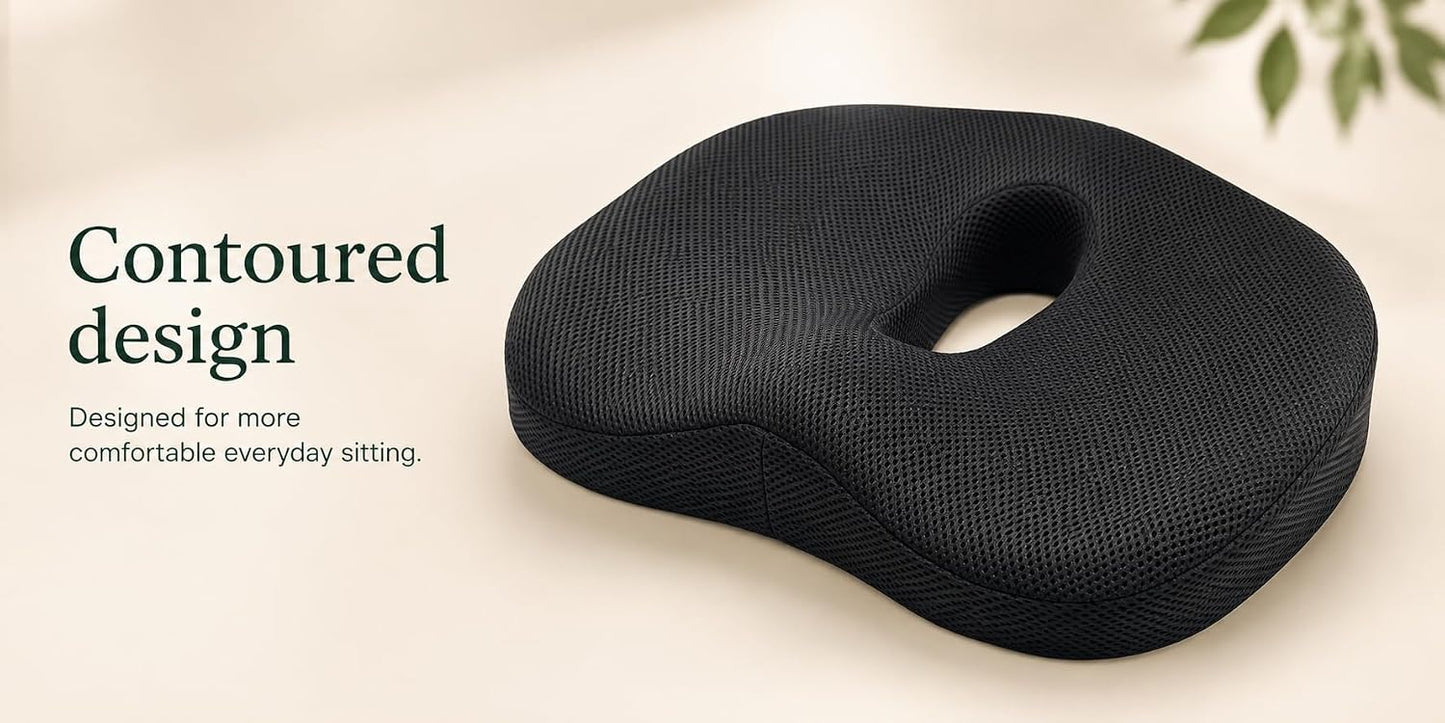 Comfort Digest DonutRelax Ergonomic Donut Seat Cushion | Breathable Cover, Center Opening, Non-Slip Base