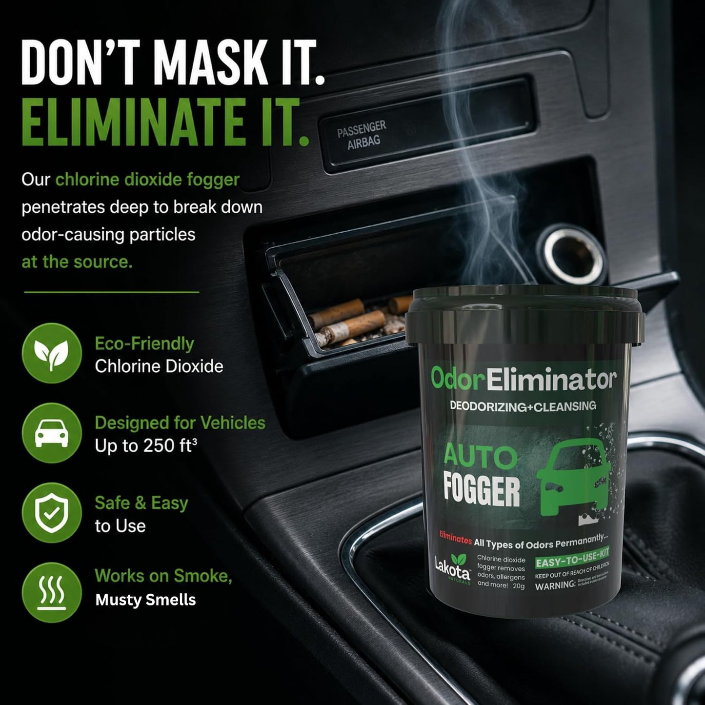 Chlorine Dioxide Fogger Deodorizing Kit, Car Bomb Odor Eliminator, Smoke Smell Remover For Car, Scent Bomb Air Freshener & Deodorizer. Easy to Use Kit Eliminates All Kinds of Odors!