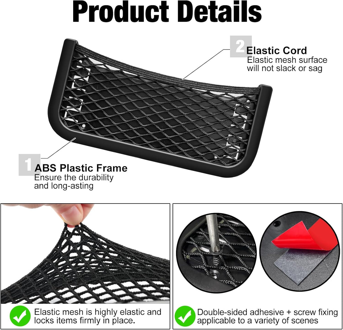 ABS Framed Cargo Storage Nets, 2-Pack, 10 x 4.7 in