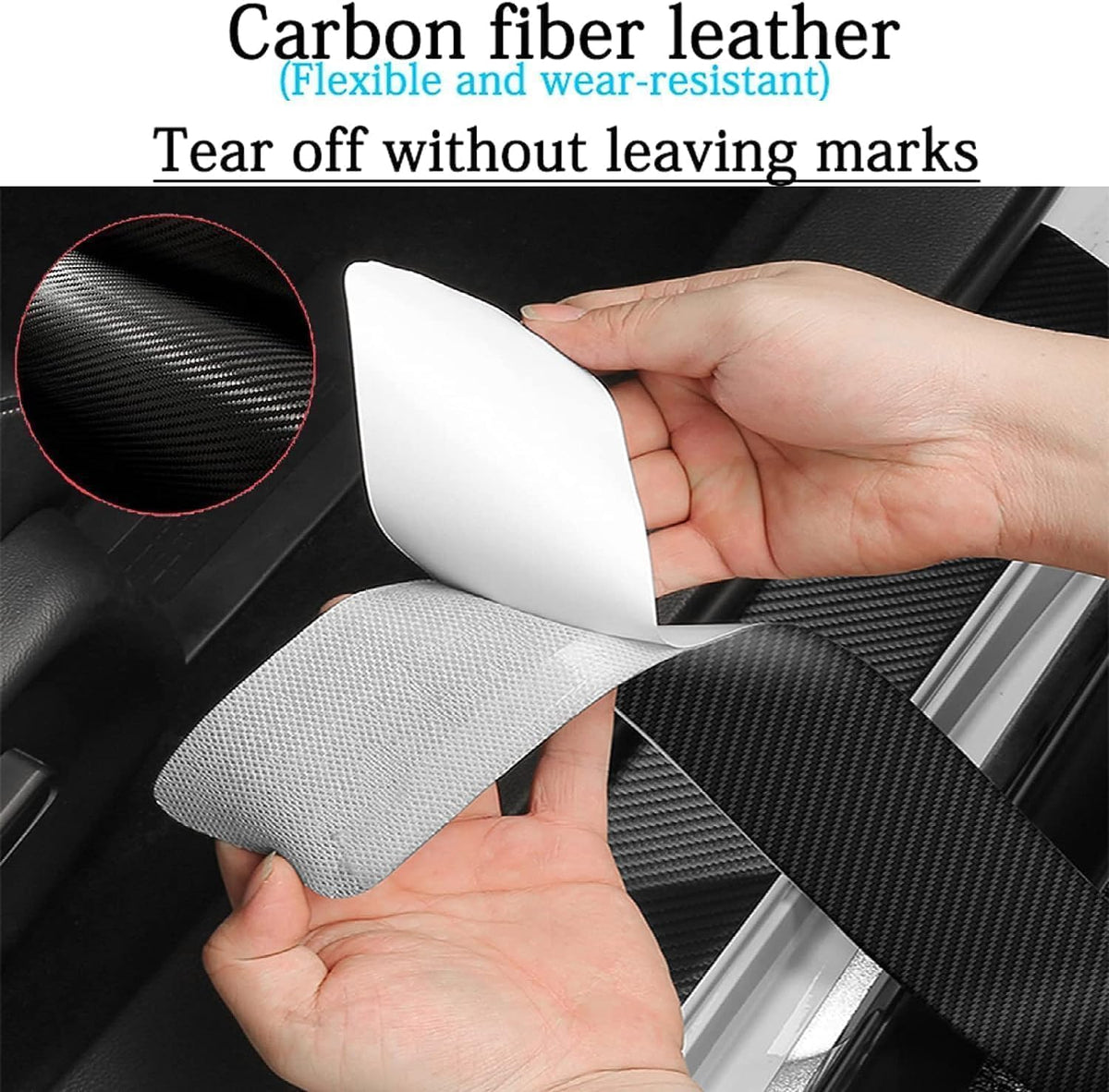 4 Pieces/Set, Compatible for Dodge Charger Challenger Chrys 300c Door Sill Plate Protectors, Carbon Fiber Vinyl Car Door Sill Decorative Scuff Plate