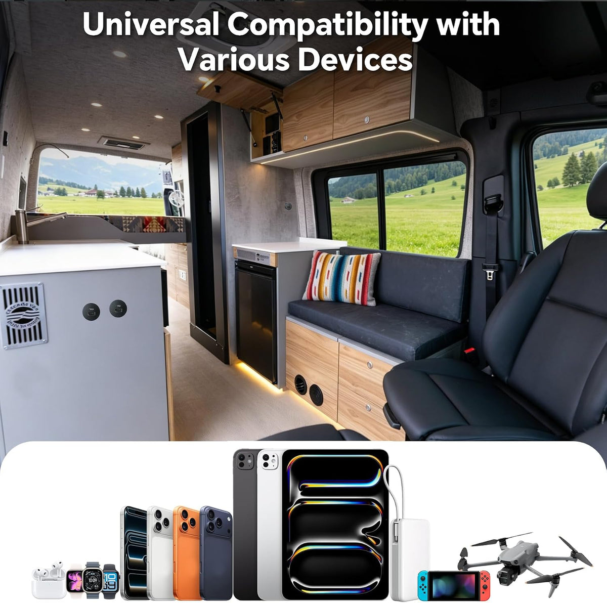 12V USB Outlet Wired USBC Charger Small Size, All Aluminum PD3.0 Type C 30W and QC 3.0 Type A 18W Car Dual Port Socket Fast Charging Station,Cigarette Lighter Replacement for Car Internal (1 PACK)