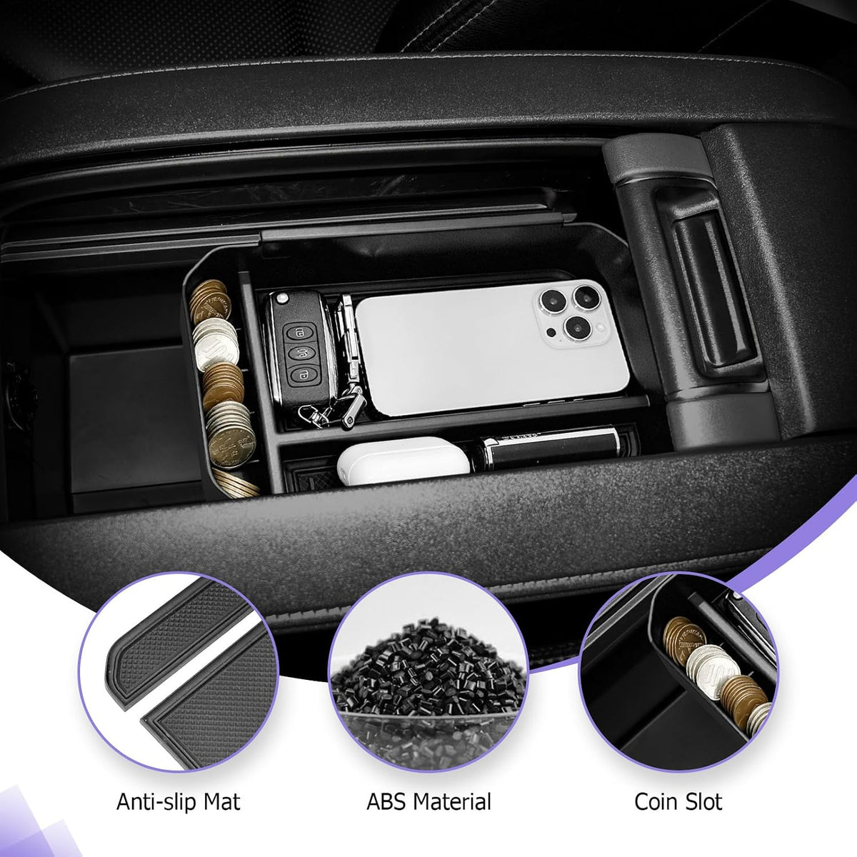 LUWU for 2026 2027 Highlander Center Console Organizer Tray Accessories | for Highlander 2022-2026 2027 Accessories Armrest Insert Storage Box Coin Container (NOT FOR Grand Highlander)