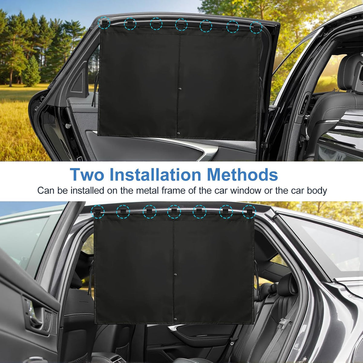 Magnetic Car Window Shades,2Pcs Side Window Sun Shade with 7 Strong Magnets