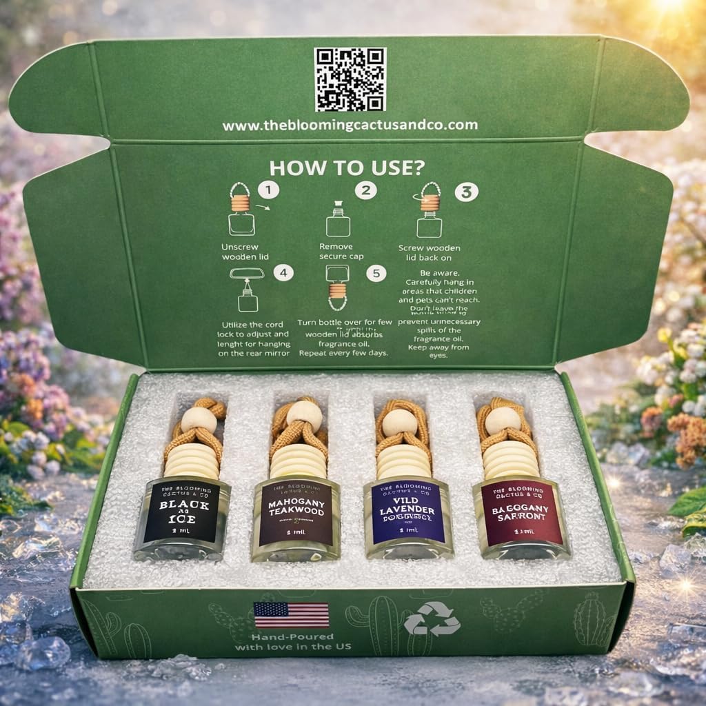 4 Pack Air fresheners | Long lasting car air fresheners, Hand-made in USA | Small room diffuser | Small Business Woman Owned. (8 ml Fresh & Earthy Pack Mix)