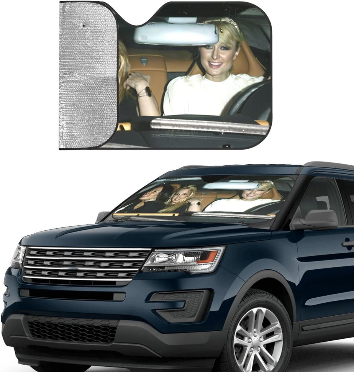 Funny Windshield Sun Shade for Car Sunshade for Car Windshield Covers Blocks UV Rays Automotive Interior Sun Protection 51 x 27.5 in