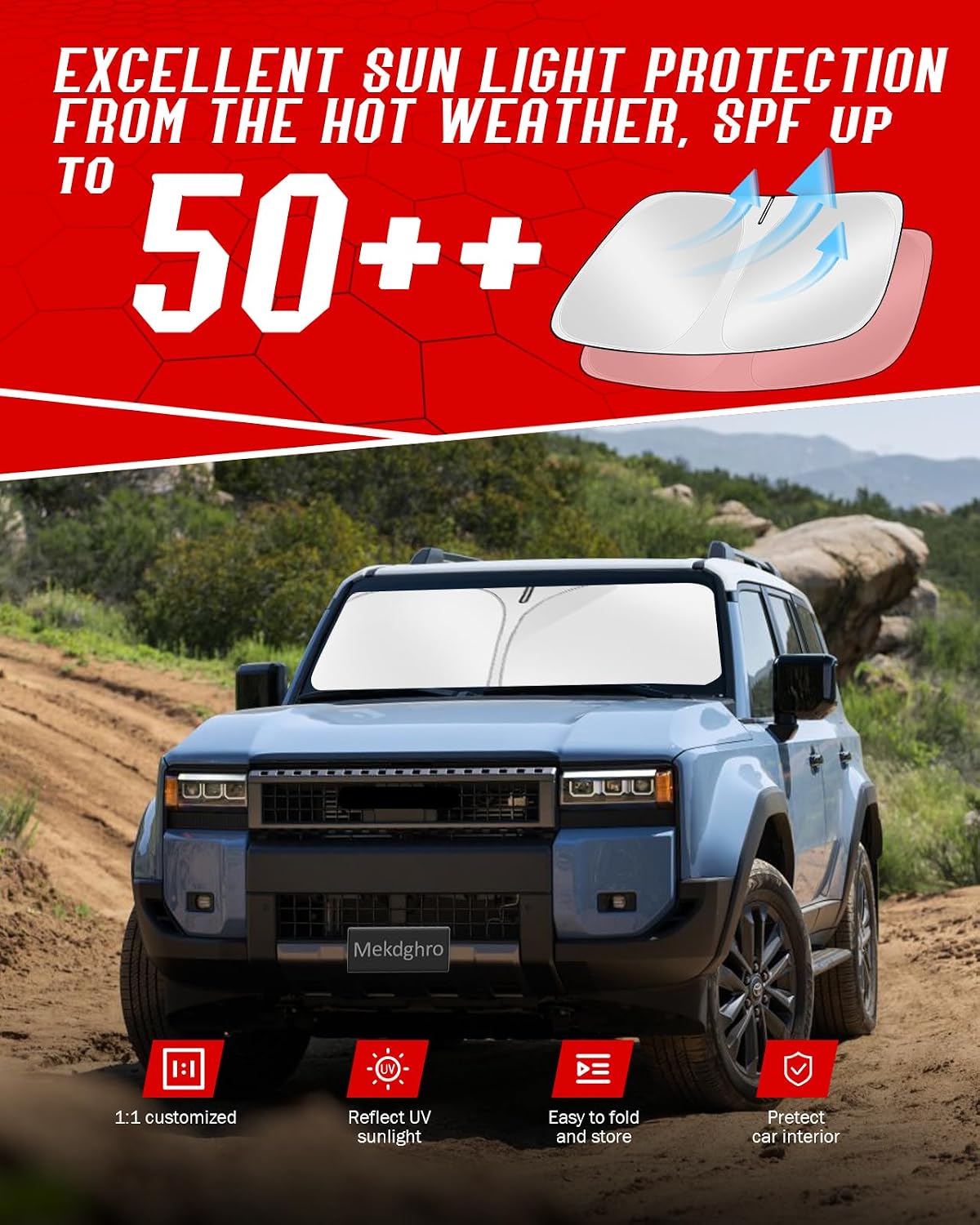 Custom Fit Windshield Sun Shade for Toyo-ta Land Cruiser 2024-2026