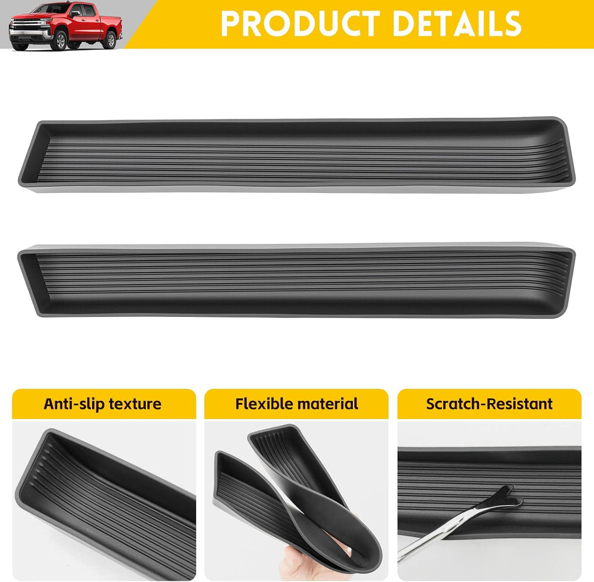 2PCS Center Console Shifter Organizer for 2022-2025 Chevy Chevrolet Silverado/GMC Sierra Gear Side Storage Box Tray Accessories