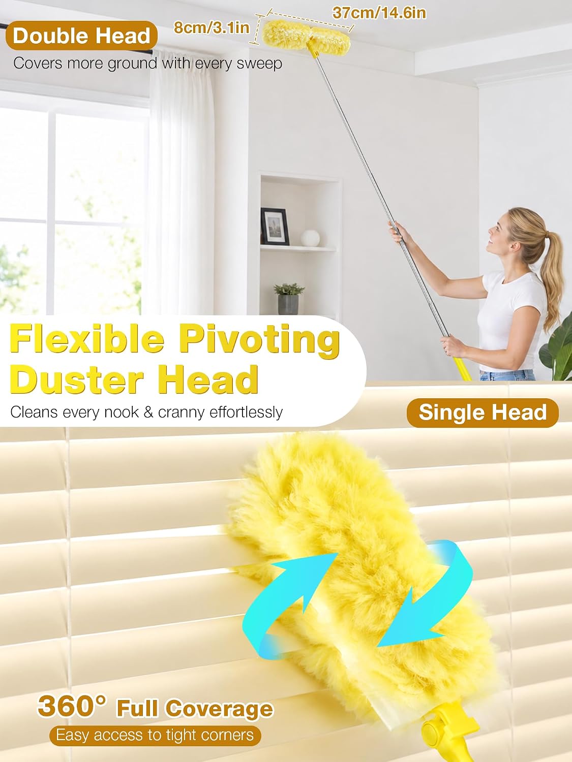 6ft Extended Handle Duster with 6 Refills for Swiffer Dusters