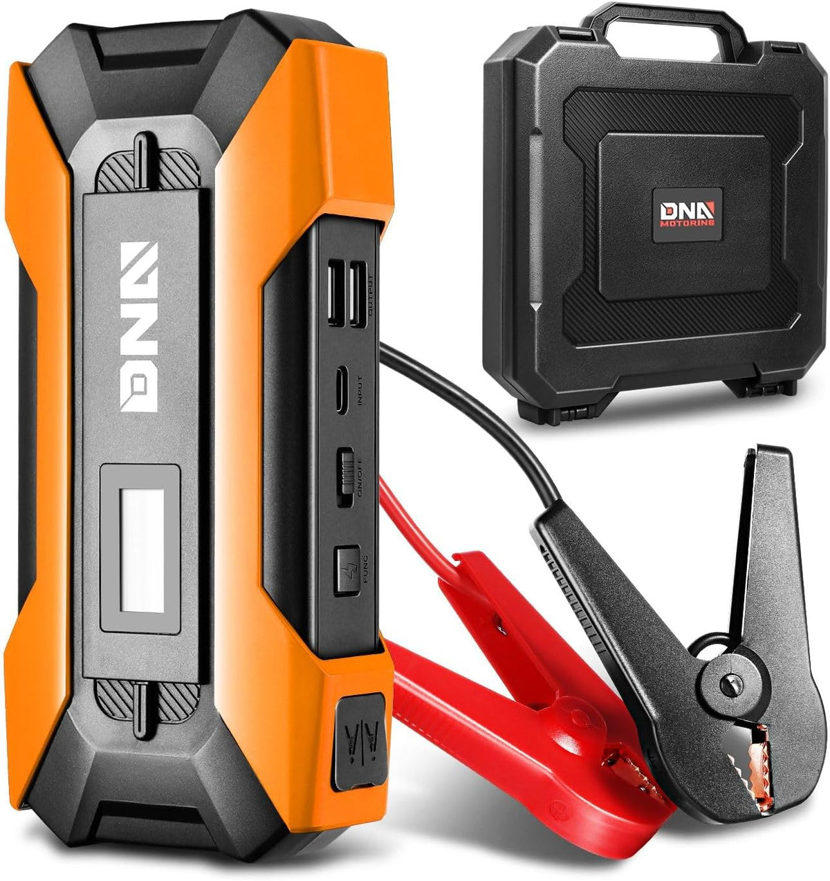 DNA Motoring 12V 2000A Peak Multi-Function Portable Car Battery Jump Starter for Up to 8.0L Gas / 6.3L Diesel Engine, with Carry Case,TOOLS-00275