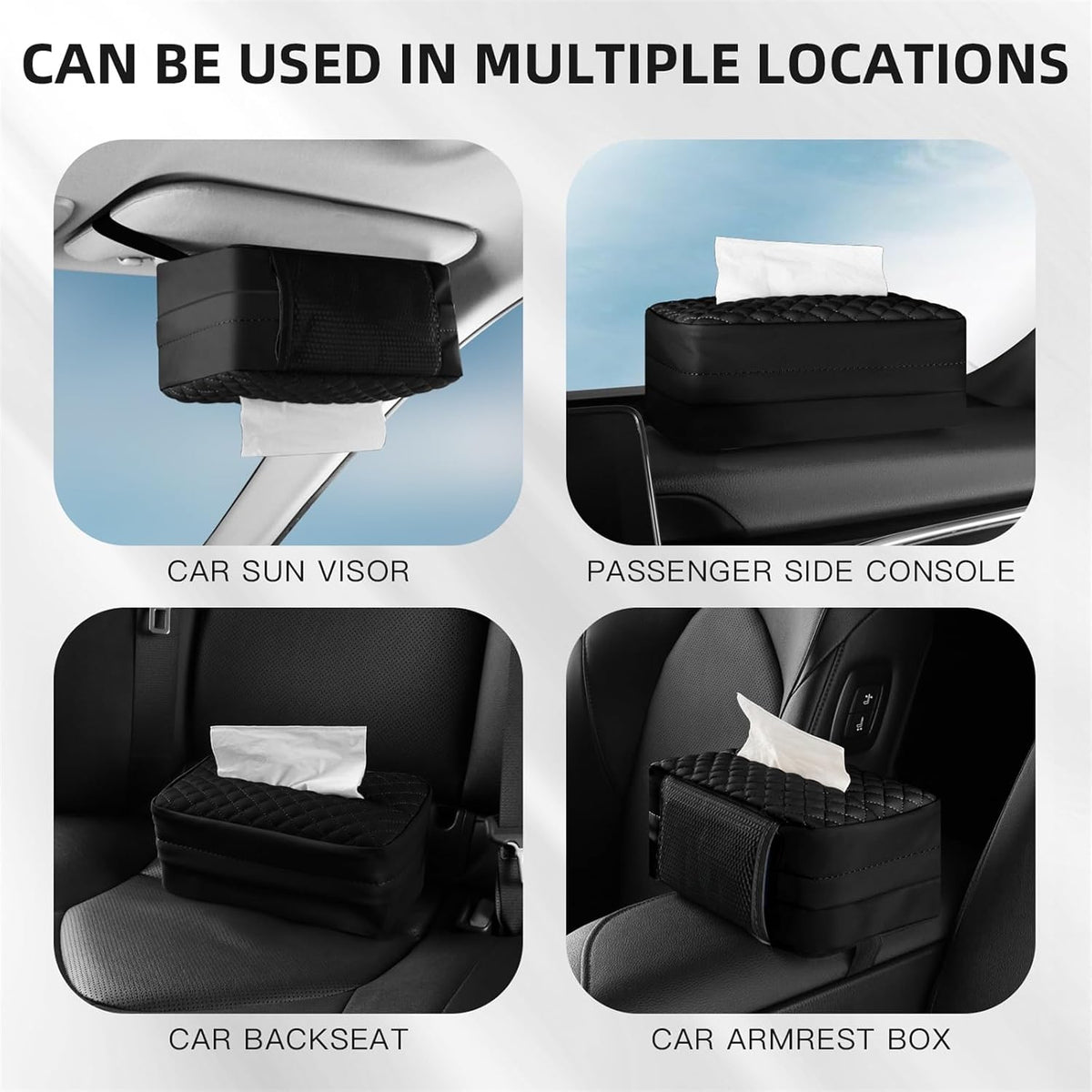 Car Tissue Holder for Sun Visor, Leather Large Capacity Napkin Case Box