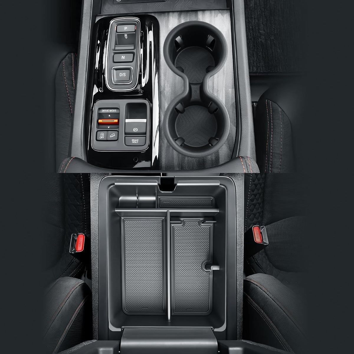 BIBIBO 2Pack for 2026 Honda Passport Center Console Organizer for 2026 Honda Passport Console Organizer+Cup Holder 2026 Passport Accessories 2026 Passport