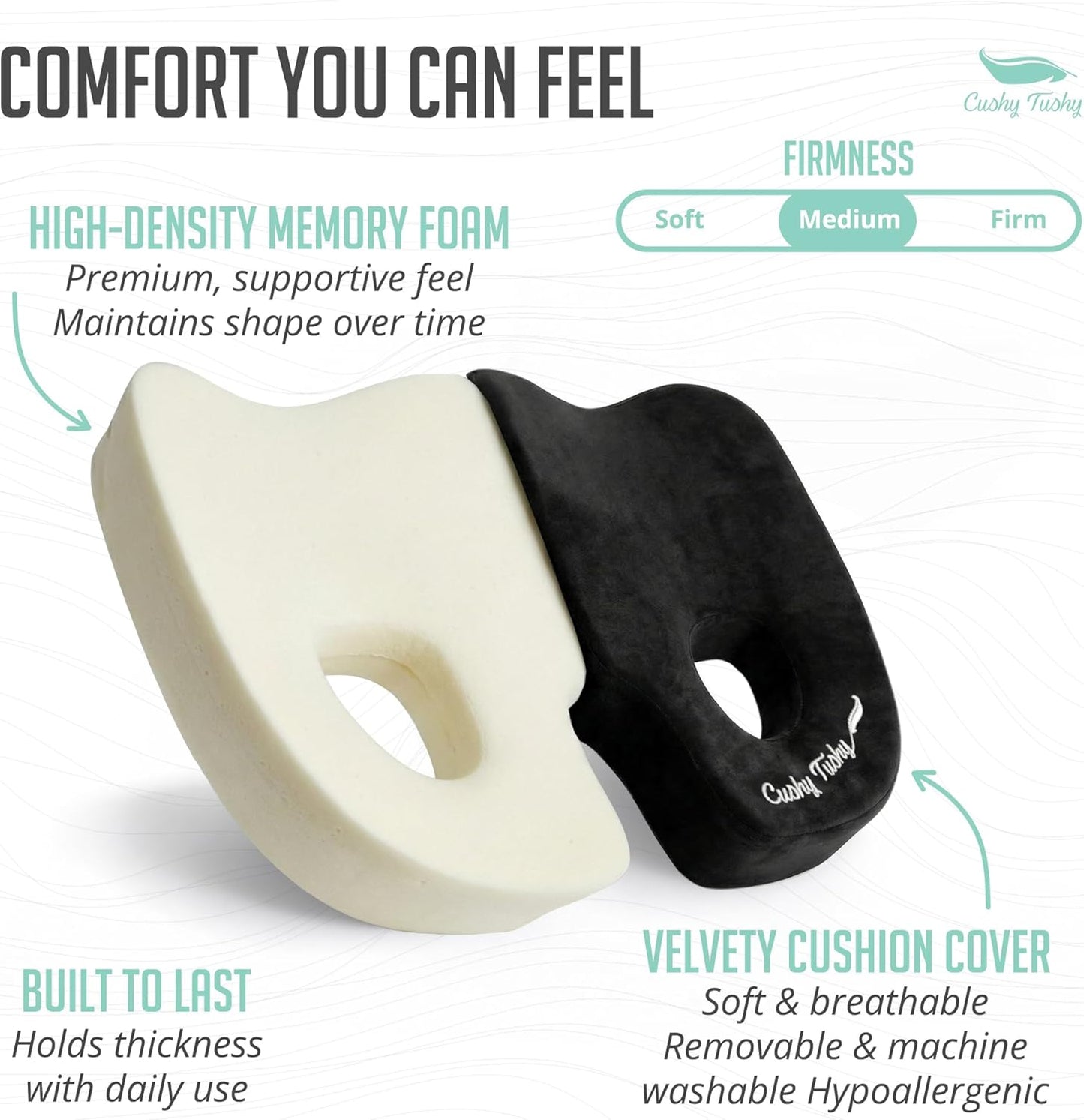 Cushy Tushy Premium Foldable Piriformis Seat Cushion - Piriformis Pain and Sciatic Pain Relief Cushion - for Home & Office Use, Perfect for Travel or Driving