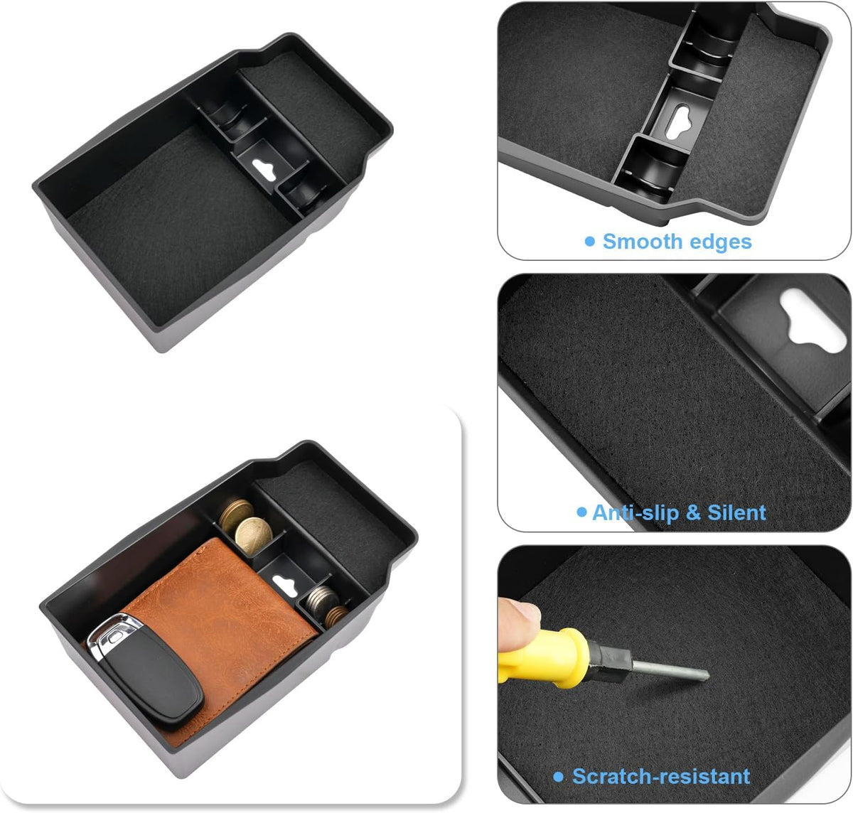 2026 CX-5 Center Console Organizer for Mazda CX-5 (2.5 S/2.5 S Select/2.5 S Preferred/2.5 S Premium Plus), Durable ABS Plastic &Silent Flocking Console Tray Insert 2026 CX-5 Accessories