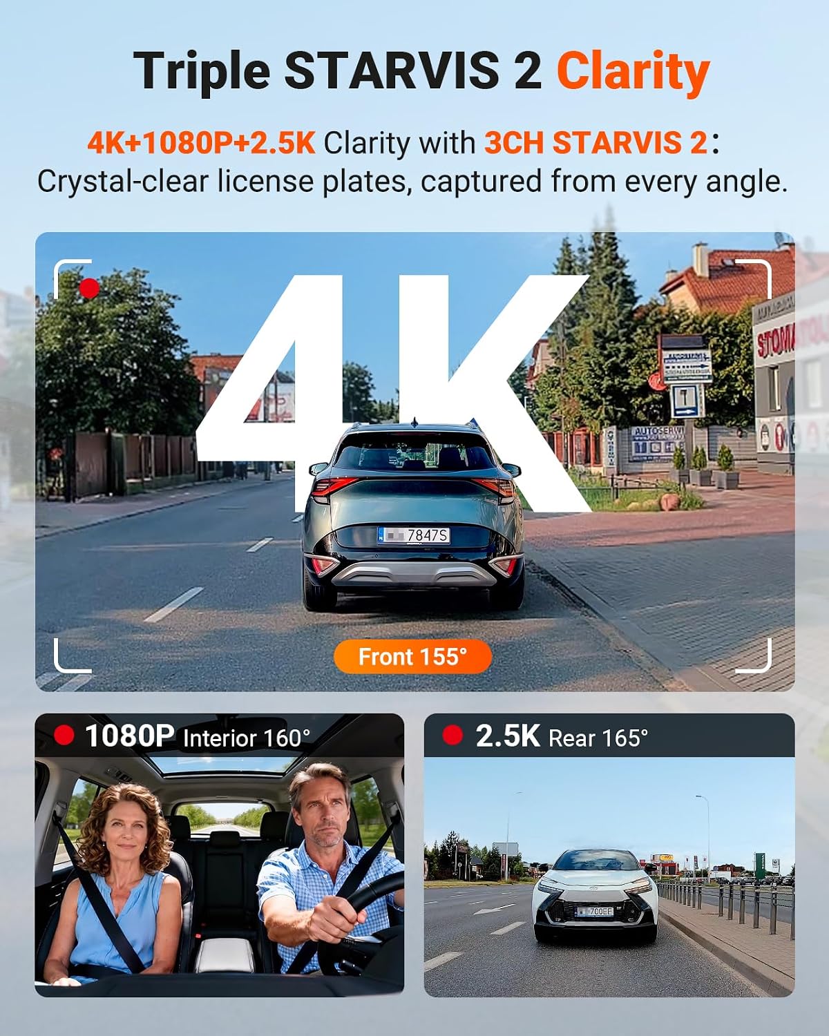 Vantrue N4 Pro S 4K 3 Channel Dash Cam, Triple STARVIS 2 HDR Car Camera