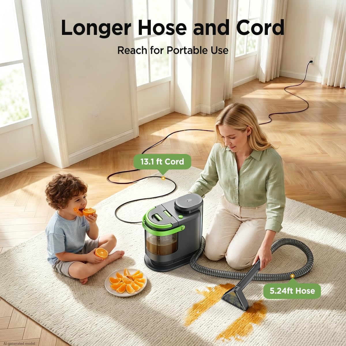 Portable Carpet Cleaner Machine, 18Kpa Powerful Suction Spot Cleaner for Pets, Professional Deep Cleaning Machine for Couch, Stairs, Car Interior & Seats, 600W Motor with Versatile Stain Tools