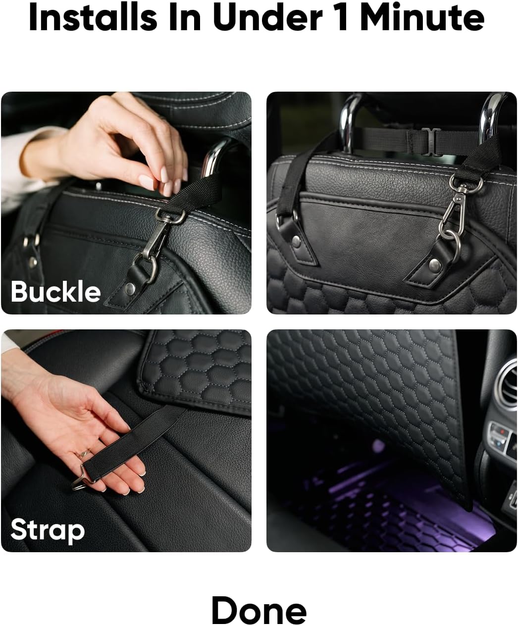Owleys Kick Mat Back Seat Protector - Car Back Seat Cover for Kids Feet - Waterproof & Sturdy Protector for Upholstery from Dirt, Mud, Scratches and Stain (Black 2 pcs)