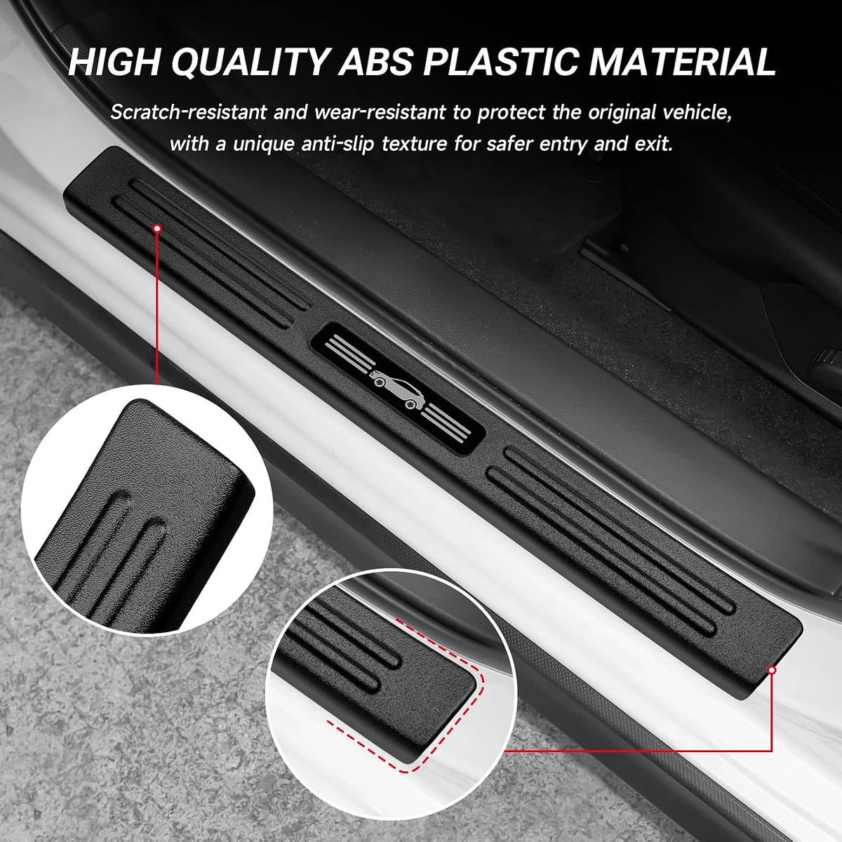 4PCS Door Sill Protector Compatible with Subaru 2024-2026 Crosstrek Impreza Accessories Matte Black ABS Plastic Material Automobile Door Entry Guards