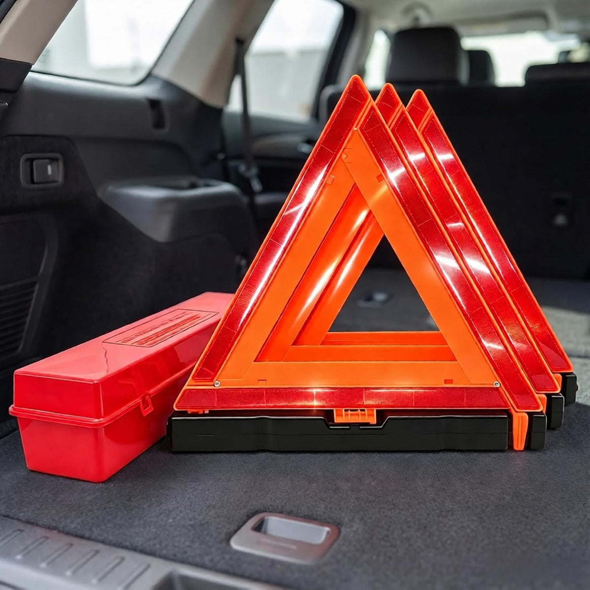Emergency Reflective Warning Triangle 3-Pack with Case, 17 in