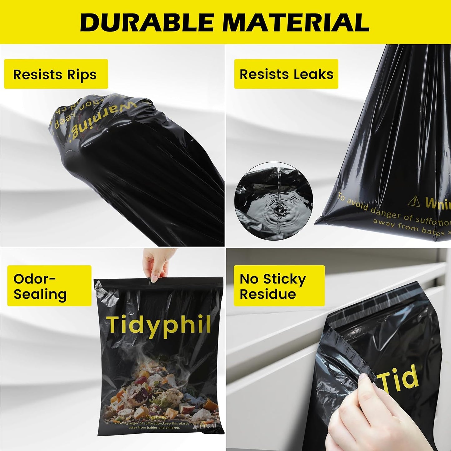 150 PCS Disposable Car Trash Bags Hanging, Leak-proof, Odor Seal. 2 Gallon Car Garbage Bags, Big Capacity. Independent of Car Trash Can, Easy Stick-On Car trash Bin for Car, SUV, Truck, Stroller.Black
