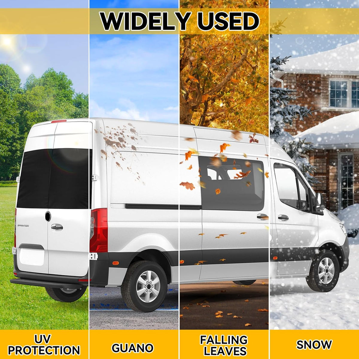 Rear Windshield Cover for Ice and Snow Compatible with Mercedes-Benz Sprinter Van 2006-2026, Car Back Window Snow & Frost Cover, Complete Protection from Snow and Other Winter Debris