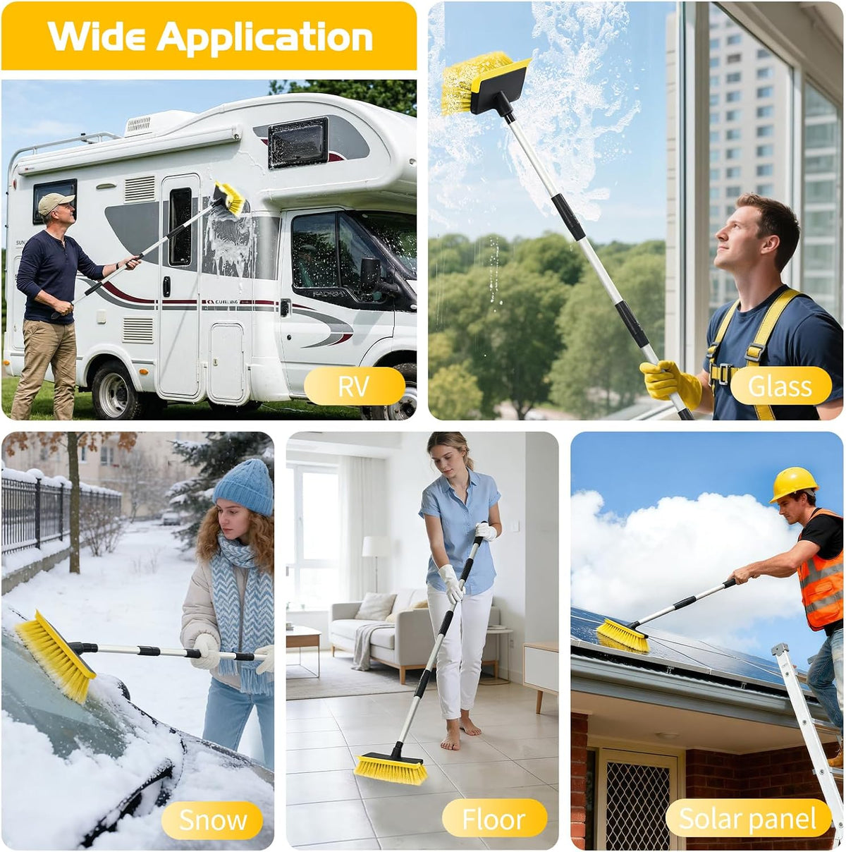 Ordenado 56" Car Wash Brush with Long Handle, Soft Bristle& Rubber Squeegee