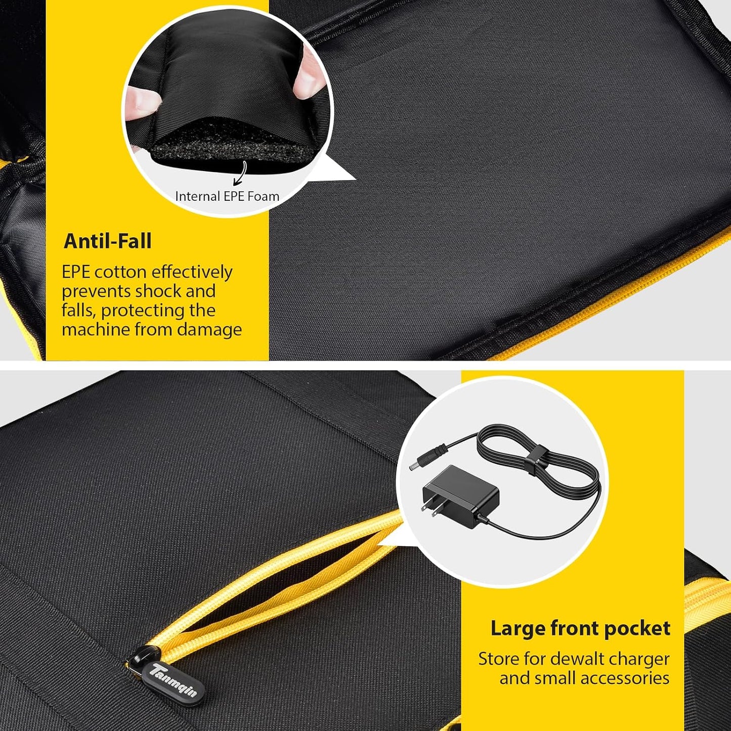 Jump Starter Hard Case for DEWALT DXAEPS14 2000 Peak, Car Emergency Bag | Pocket Stores Clamps Cables Accessories, Keeps Battery Booster Protected For Drivers, Road Trips And Trunk Kits, Bag Only