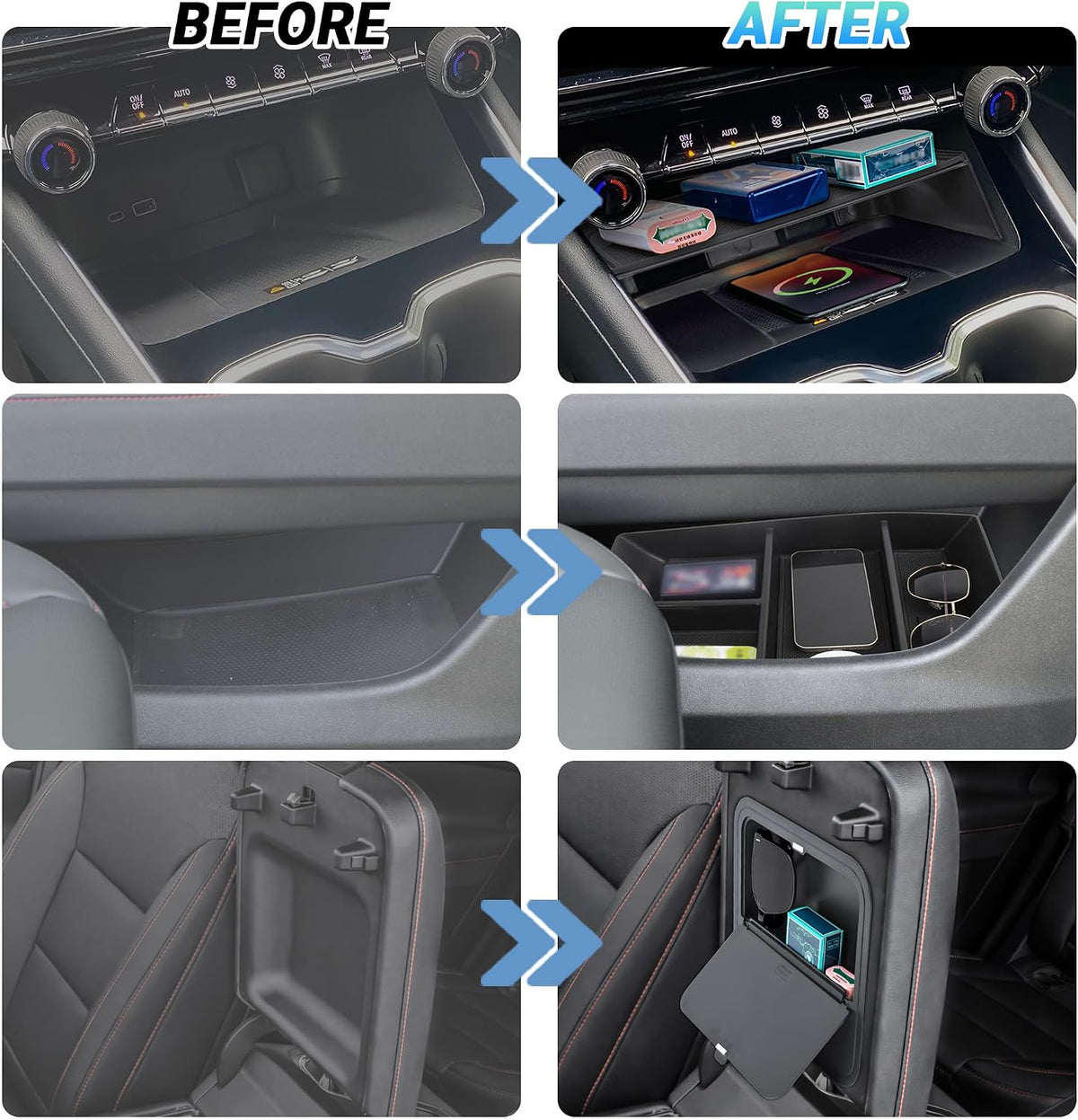 Center Console Organizer Compatible with 2024-2026 Chevy Traverse Accessories, Divider Compartment Tray＆Console Bottom Storage Box＆Armrest Hidden Insert Tray (Not fit 2024 Traverse Limited)