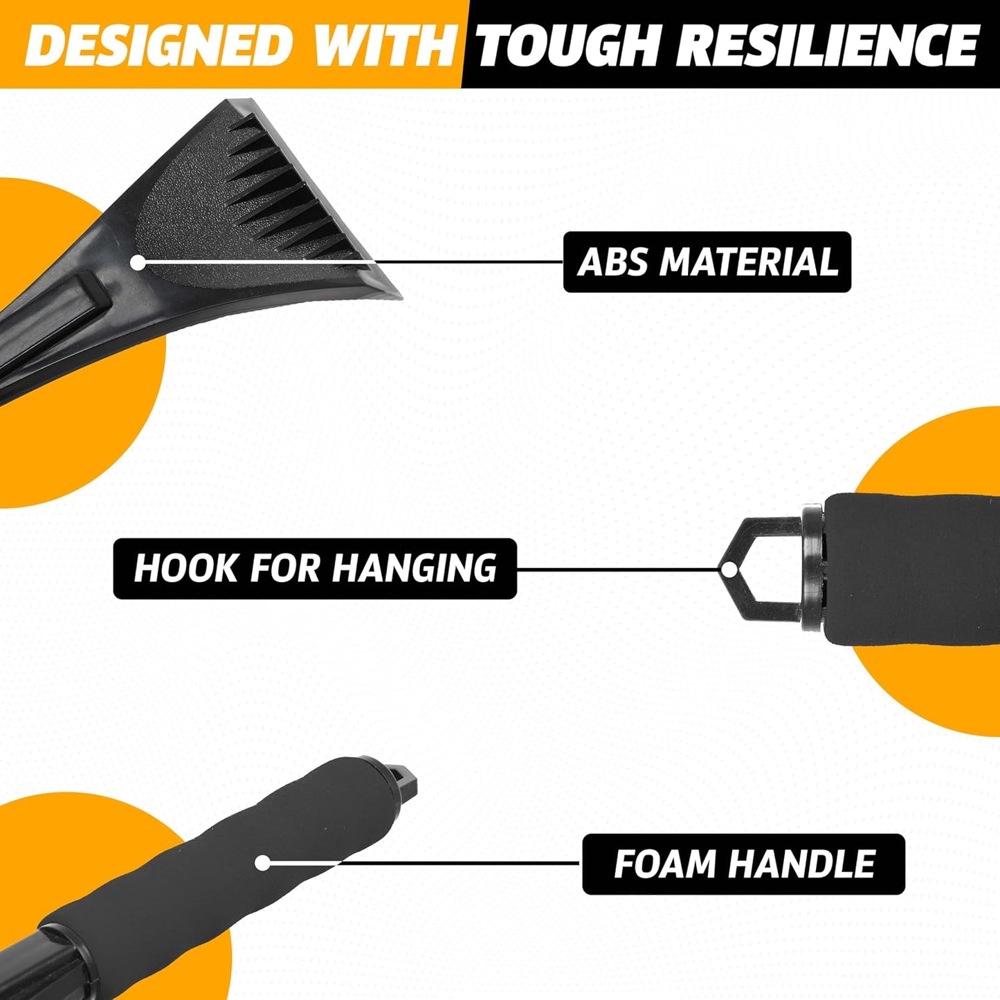 EcoNour Ice Scraper for Car Windshield | Snow Scraper for Car to Remove Snow, Frost, and Ice | 1 Pack Ice Sweeper for Car Windshield with Foam Handle for Perfect Grip | Frost Removal Accessories
