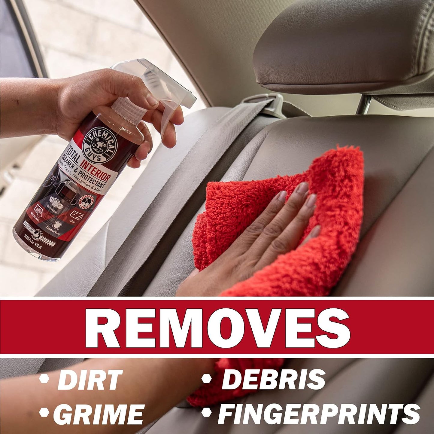 Chemical Guys, Total Interior Cleaner &amp; Protectant, Black Cherry, 16 oz | Cleans leather, vinyl, plastic and glass in one step with a Black Cherry scent and a fresh, factory-style finish