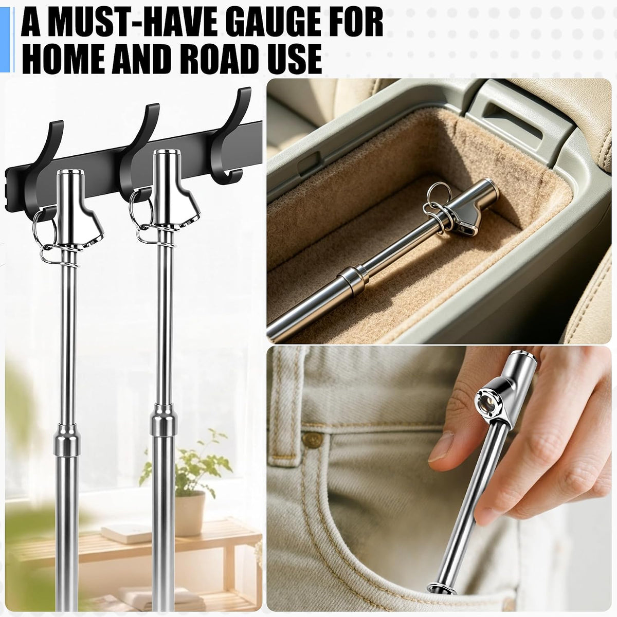 Heavy Duty Tire Pressure Gauge-2 Pack (Sliver)