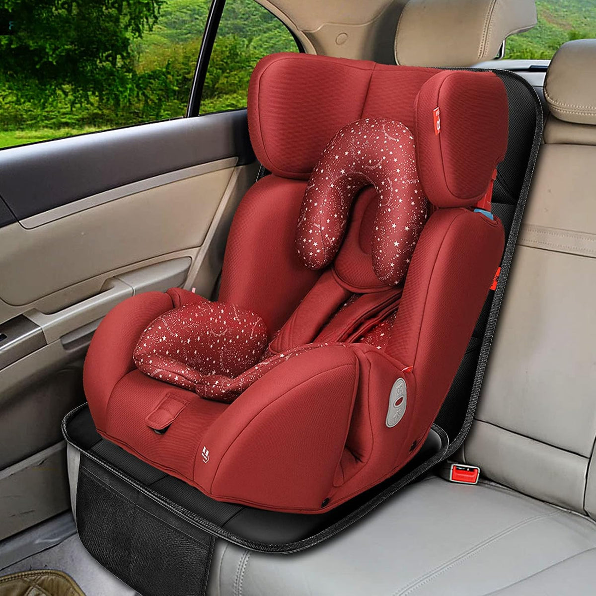 XHYANG Car Seat Protector 1 Pack Car Seat Cushion Mat Thickest Padding,Waterproof 600D Fabric Car Seat Covers for Non-Slip Backing Mesh Pockets for Baby and Pet (Gray, 1 Pc)