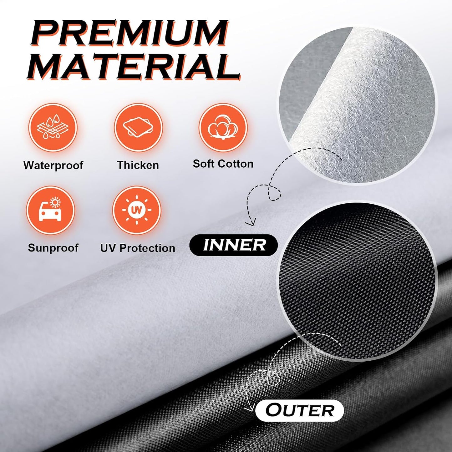 Half Car Cover Sedan, Sunroof Cover for Rain Snow with Reflective Strip, Car Winter Accessories Waterproof All Weather Protection, Fit Sedan 178-200 inch