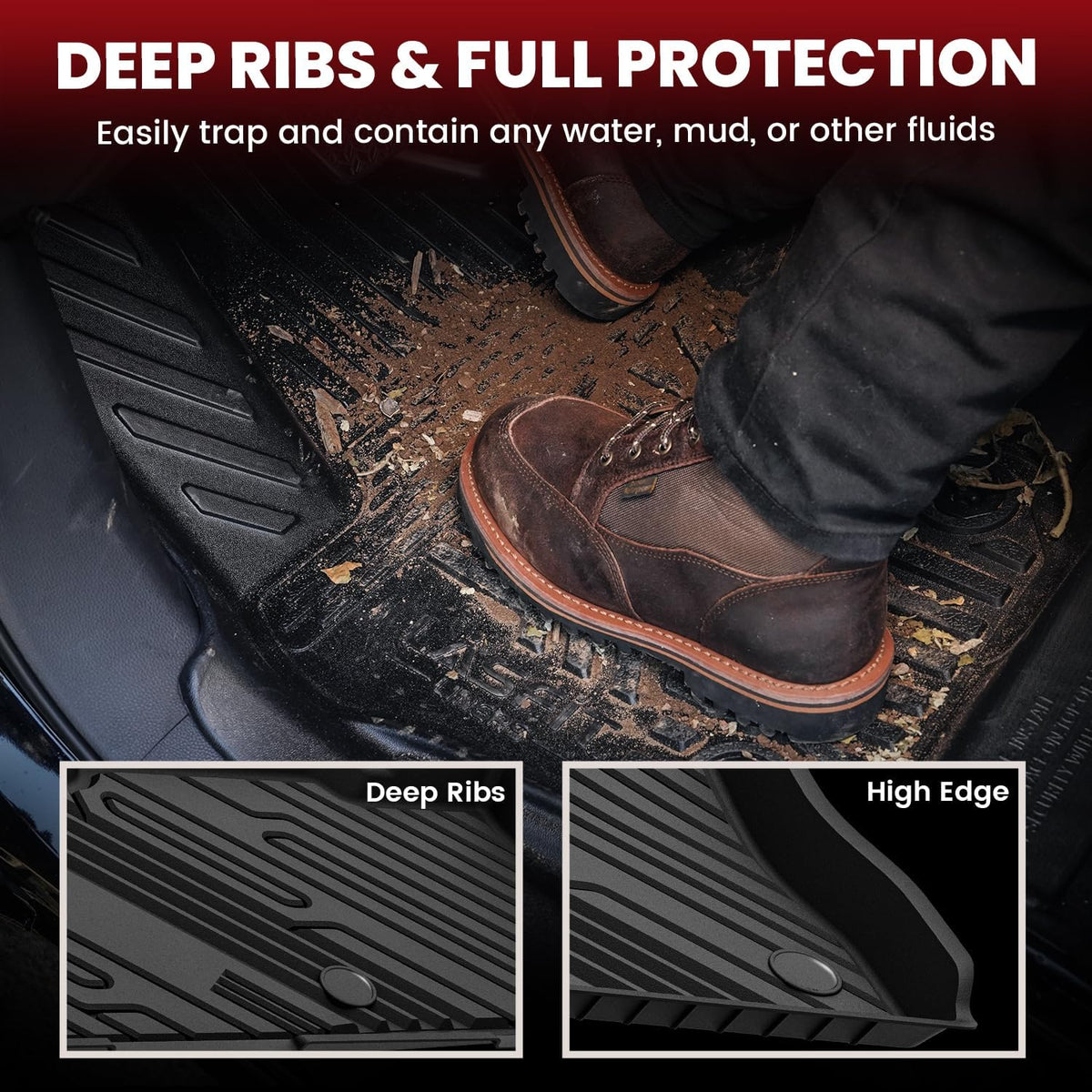 LASFIT Floor Mats for Ford Explorer 6 Seats with Second Row Center Console