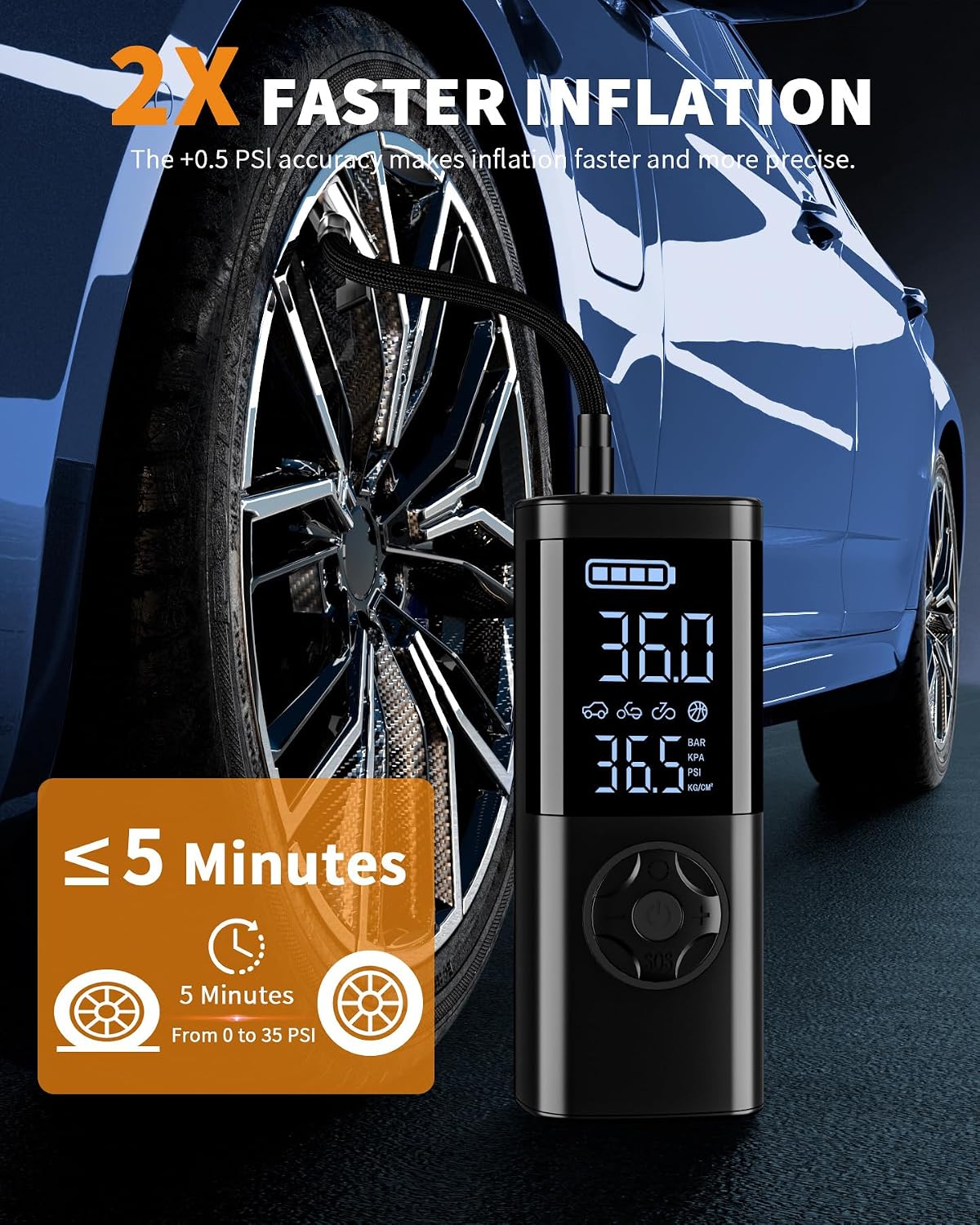 TEMOLA Portable Car Jump Starter with Air Compressor, 150PSI Jump Box
