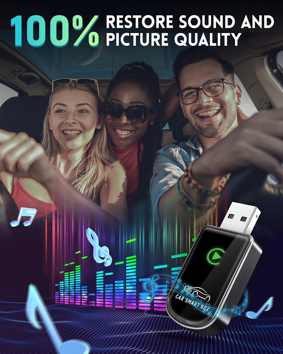 Amzfeel Wireless Carplay Adapter for iPhone, Mini Bluetooth Dongle Convert Factory Wired to Wireless Apple Car Play Plug & Play, Low Latency, GPS for iOS 10+ & Cars 2015+ (Brushed Glossy Grey)