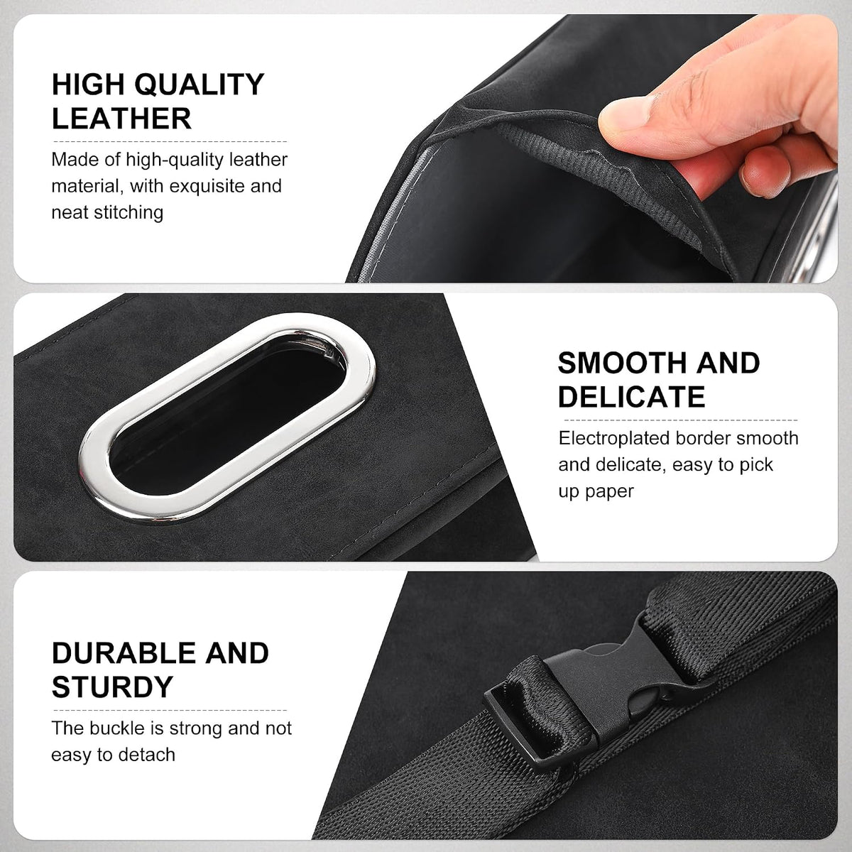 JEYODA Car Seat Organizer,Suede Leather Tissue Holder fit for Kleenex tissues, Car Seat Side Organizer for 120 Sheet Napkin, Drink, Phone, etc (Black)