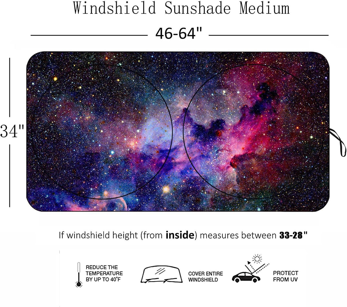Starry Sky Night Car Windshield Sun Shades - Protect Vehicle from High Temp & UV Reflection, Front Window Shade for Car, SUV, Truck - 63 L x 33.5" W