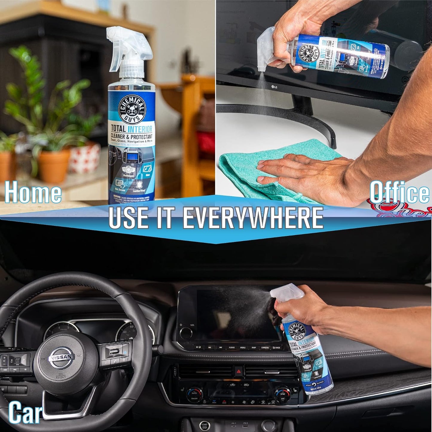 Chemical Guys Total Interior Cleaner & Protectant – Chemical Guys Interior Cleaner, Cleans & Protects Leather, Vinyl, Plastic, Rubber, Glass with a Streak-Free Finish — 16 Fl Oz (Pack of 2)