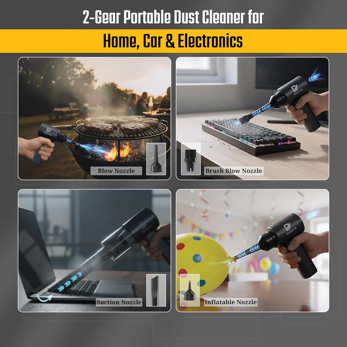 Car Vacuum Portable Cordless 12000Pa Powerful Suction Handheld Mini Rechargable Small Vacuum Cleaner Brushless Motor 4000mAh Rechargeable Type C Blower Inflator Deflator Car Cleaning