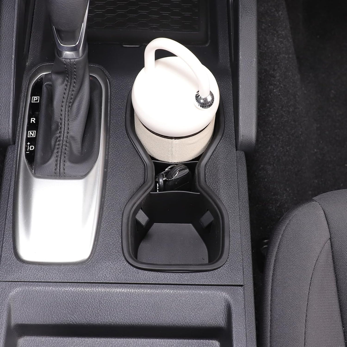 Center Console Cup Holder Insert Compatible with Nissan Frontier 2022-2025,TPE Car Drink Cup Holder Expander Adapter Interior Accessories 1PCS (Black)