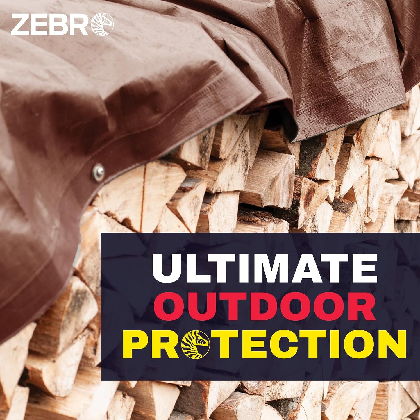 9' x 12' Brown Tarp with Grommets Reinforced - 5 Mil Thick - Durable UV Resistant Plastic Tarps Waterproof - Large Tarpaulin Cover for Outdoor Camping Over/Under Tent Tarp RV Roof Rain - Zebro